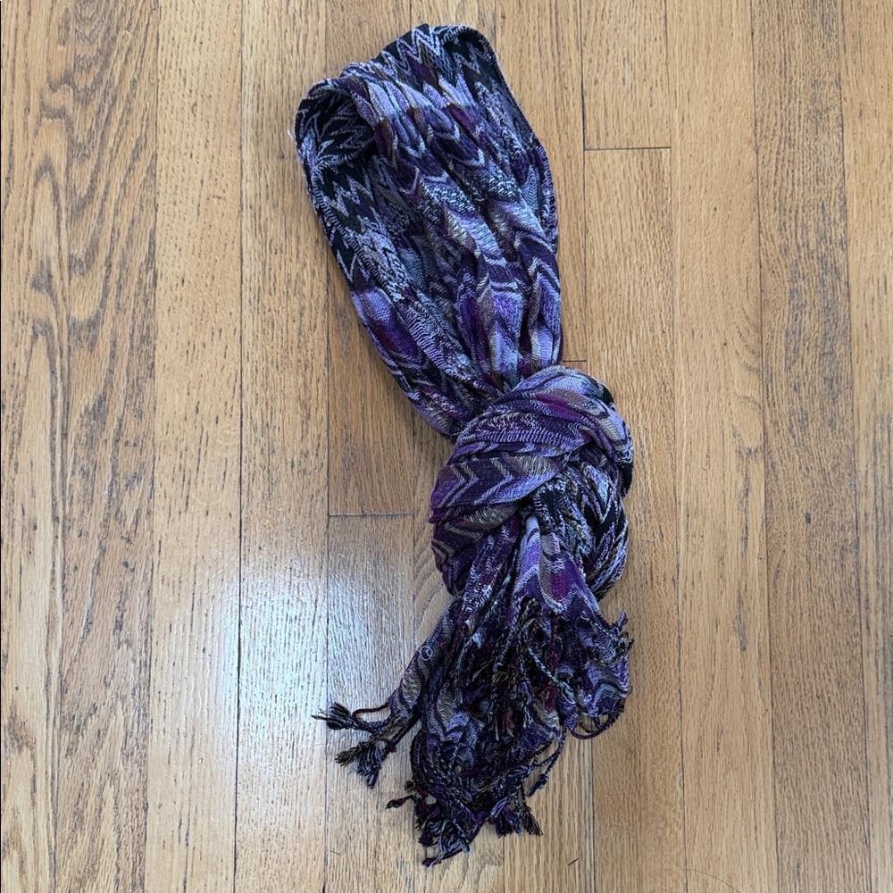 Prana Purple and Black Patterned Scarf